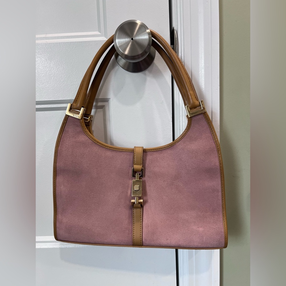 Auth🩷Vintage Gucci Pink and Tan Shoulder Bag - Picture 2 of 9